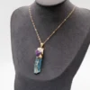 Collier pendentif en pierre bleue naturelle et améthyste 6