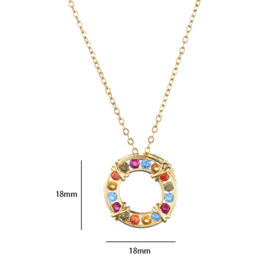 Collier pendentif arc-en-ciel multicolore en zircon cubique 6