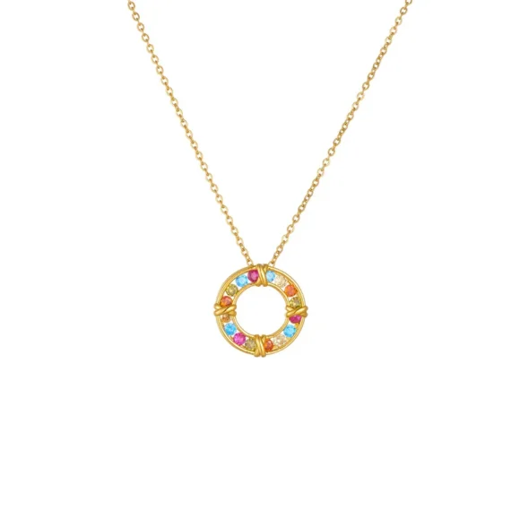 Collier pendentif arc-en-ciel multicolore en zircon cubique 5